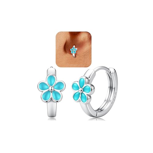 Boucles d'oreilles créoles fleur argent 925 cadeau idéal femme fille