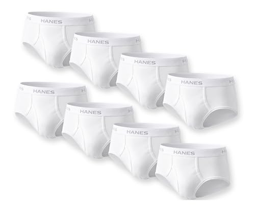 Image of Hanes Men's Underwear Briefs, Cotton Mid Rise Briefs, Covered Waistband, Moisture Wicking, 8-pack - White - 8 Pack Medium