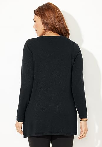 Catherines Women's Plus Size Sequin Trim Tank Cardigan Duet2