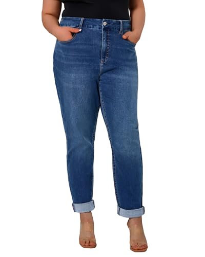 Women's Plus Size Jeans High Rise Skinny Stretchy Jean with Pockets Tummy Control Denim Pants Trendy