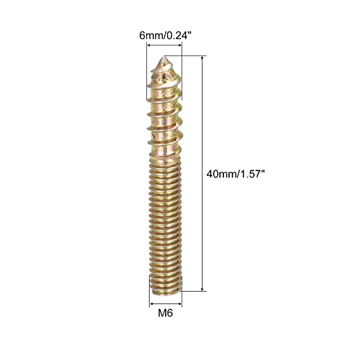 Image of uxcell M6x40mm Hanger Bolts, 8pcs Double Ended Thread Dowel Screws for Wood Furniture