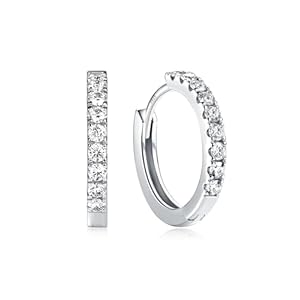 Color-D VVS1 Clarity Moissanite 10mm/12mm/15mm Huggie Hoop Earrings for Women Men, Solid 925 Sterling Silver, Cute Tiny Small Hoop Earrings/Wide Half Open Huggie, Minimalist Jewelry