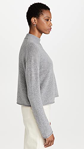 Theory Women's Mock Neck Cashmere Sweater, Light Heather Grey, M #TOP3