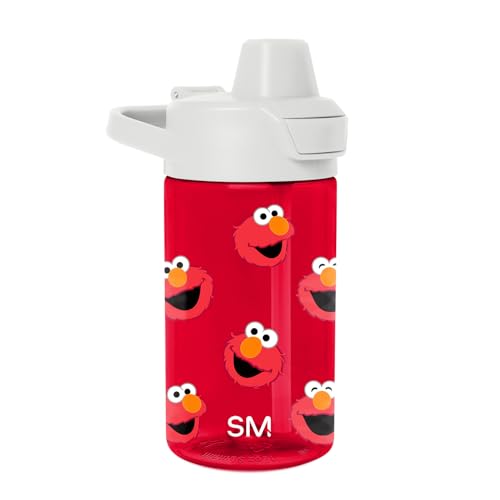 Simple Modern Sesame Street Kids Tritan Plastic Summit Water Bottle | 12 oz BPA-Free Cup with Covered Leak Proof Straw Lid for Boys Girls Toddlers | Elmo Says