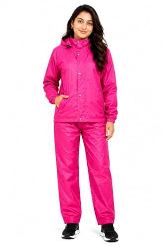 Image of Romano nx Women's 100% Waterproof Rain Suit, Hooded Jacket with Pants, Reversible Double Layer, 3 Years Warranty