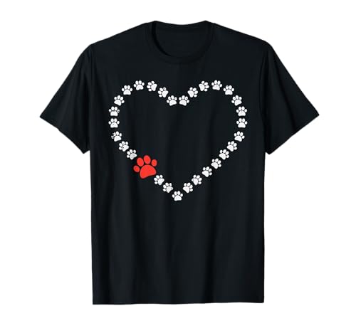 Valentines Day Paw Print Heart Dog Cat Owner Men Women Kids T-Shirt