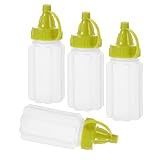 PAMINGONO 4 Stück Transparente Squeeze Flaschen für Saucen und Gewürze Auslaufsichere Quetschflaschen für Ketchup Honig und Dressing Praktische Gewürzspender für Küche und Grill
