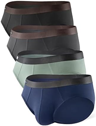 DAVID ARCHY Men's Underwear Bamboo Rayon Breathable Super Soft Comfort Lightweight Basic Pouch Briefs no Fly in 4 Pack (M, Black/Dark Gray/Navy Blue/Pale Green-N)