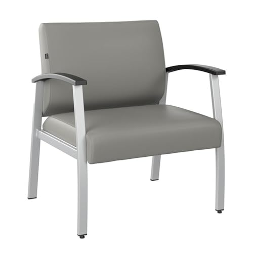 Bush Business Furniture Arrive Bariatric Waiting Room Guest Chair with Arms in Light Gray Vinyl, Reception Area Seating for Office and Lobby