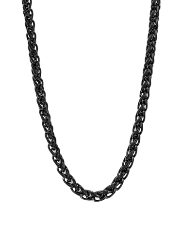Yellow Chimes Trendy Classic Stainless Steel Spiga/Wheat Chain Interlinked Neck Chain Necklace by Yellow Chimes Copper Chain for Men (Black) (YCSSCH-215SPGA-BK) Yellow Chimes Trendy Classic Stainless Steel Spiga/Wheat Chain Interlinked Neck Chain Necklace by Yellow Chimes Copper Chain for Men (Black) (YCSSCH-215SPGA-BK)