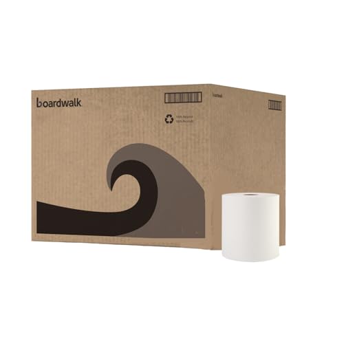 Boardwalk Hardwound Paper Towel Rolls 8 x 800ft Rolls 6 Rolls Per Carton White Commercial Bathroom Towels Strong Durable Absorbent