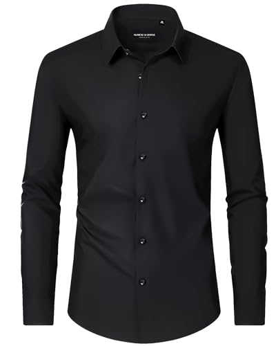 Image of Alimens & Gentle Men's Dress Shirts Long Sleeve Wrinkle Free Stretch Business Casual Wedding Button Down Shirt