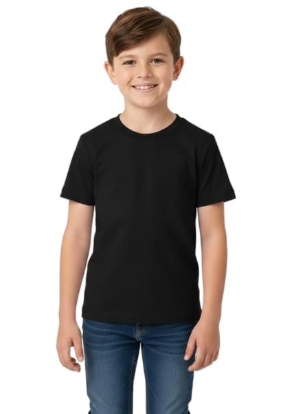 Image of T-Shirt for Boys | Super Colour (White Black Pink Yellow) Super Cotton [100% Pure] Solid Plain Tees