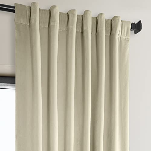 Image of HPD Half Price Drapes Signature Plush Velvet Blackout Curtains for Bedroom (1 Panel), 50W X 84L Hotel Black Out Curtains for Living Room, Thermal Insulated Blackout Curtains for Windows, Angora Beige