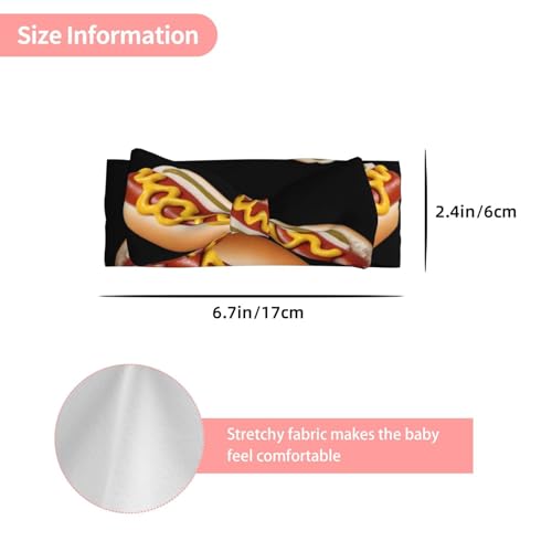 Sandwich hot dog Printing Baby Bow Headband Super Stretchy Soft Bows Hair Accessories for Newborn Infants Toddlers Kids Girls2