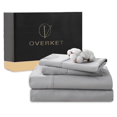 Image of 100% Egyptian Cotton Sheets Cal King Sheet Set 4PCS 1000 Thread Count Sateen Weave Soft Breathable 16-Inch Deep Pocket(California King,Grey)
