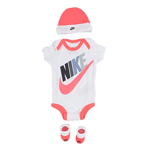 Image of Nike baby 3 piece box set white pink graphic baby boy girl 0-6 months