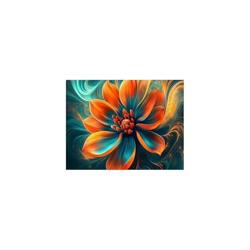 Toile Intissée Fleurs Abstrait Orange de Qualité Supérieure pour Chambre 70x100