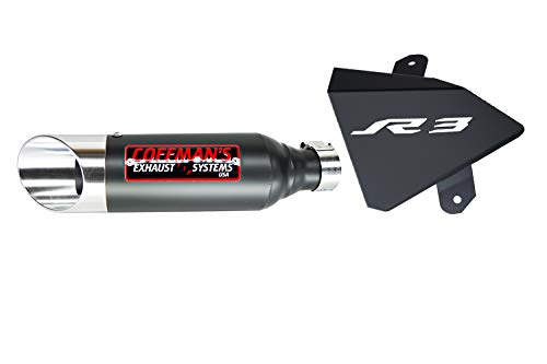 Coffman's Shorty Exhaust With Black Tip And Exhaust Guard Compatible With Yamaha R3 Yzf-R3 (2015-2022) #TOP3