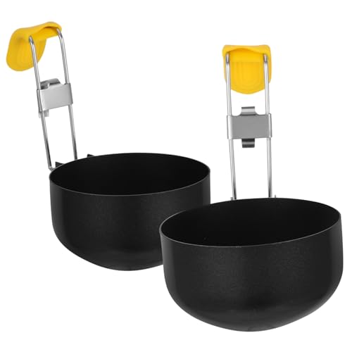 Cabilock 2pcs Nonstick Egg Poacher Set Home Kitchen Utensil Stainless Steel Poached Egg Cups for Breakfast