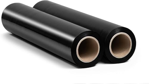 RAGO® Film etirable demenagement noir 2 pièces 130 m I 7,5 × 7,5 × 40 cm Film etirable Film palette Film noir emballage I Rouleau emballage colis I...