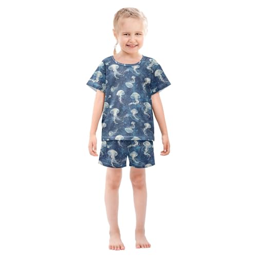 ALAZA Cute Jellyfish Space Pajama Set Short Sleeve Sleepwear Soft Lounge Nightwear3