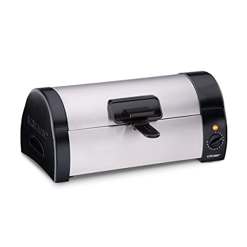 Cloer 3080 Brötchenbäcker zum Aufbacken von Brötchen, Kuchen oder Hefeteilchen 570 W, mattiertes Edelstahlgehäuse