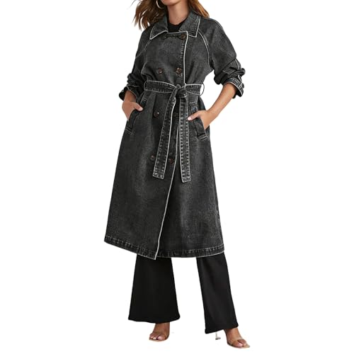 Questa giacca lunga in jeans è realizzata in denim di alta qualità e resistente, che unisce robustezza e comfort. Il modello trench lungo fino al polpaccio con cintura in vita crea un effetto visivo accattivante, esaltando il tuo fascino personale. Perfetta per l'autunno e l'inverno, offre calore e un tocco classico in denim, pur rimanendo elegante e versatile per l'uso quotidiano.