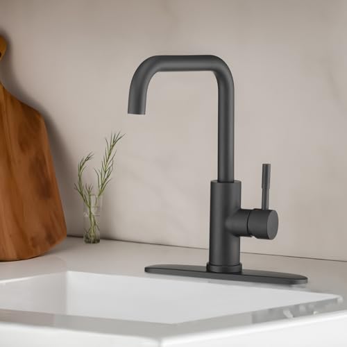 Image of Dura Faucet DF-MK533LK-MB RV Squared-Arc Kitchen Faucet (Matte Black) | RV squared-arc single-handle kitchen faucet for campers and trailers. Matte Black finish. Easy DIY install.