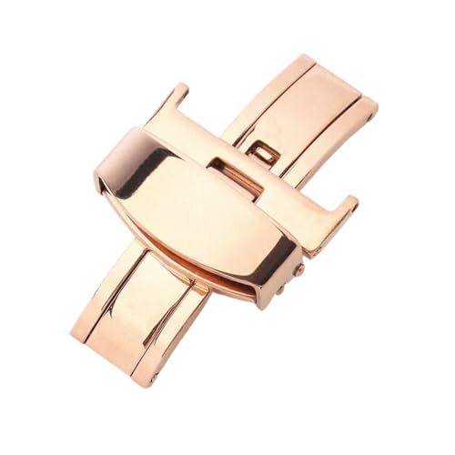 Bracelet de montre 14mm or rose en acier 316L avec boucle ardillon haut de gamme