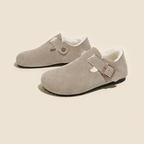 Mules et sabots en daim avec doublure fourrure grises taille 40