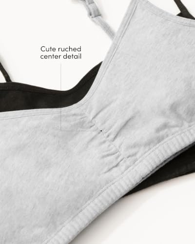Fruit of the Loom Girls' Bra with Removable Cookies, 2-Pack, Black Hue/Heather Grey, 28 - image 5