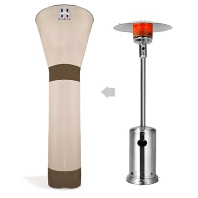 HAMLER Patio Heater Covers, Outdoor Heater Covers Waterproof with Zipper, Outdoor Patio Heater Cover Fits up to 95"H x 34"W x 19"W, Heavy Duty Heater Covers for Standing Heater, Brown & Beige