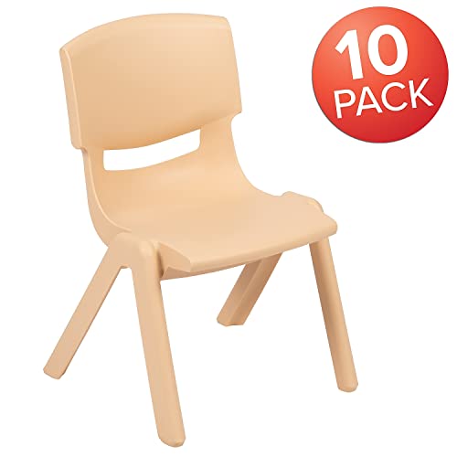 Image of Flash Furniture Whitney 10 Pack Natural Plastic Stackable School Chair with 10.5 inch Seat Height