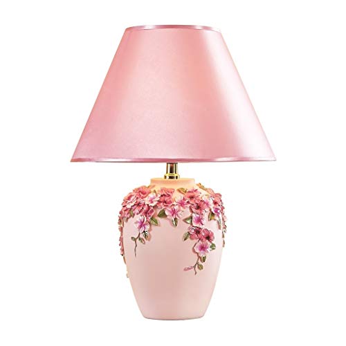 Lampe de chevet en résine décorative rose à bouton-poussoir pratique