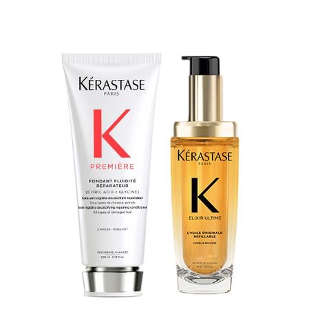 Kérastase Elixir Ultime L'Huile Originale Hair Oil Refillable 75ml and Kérastase Première Anti-Rigidity Decalcifying Repairing Conditioner 200ml