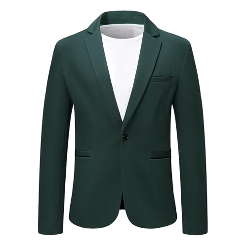 YOUTHUP Chaqueta de hombre Slim Fit Blazer 1 botón monopecho formal Business Suit, Verde, XL