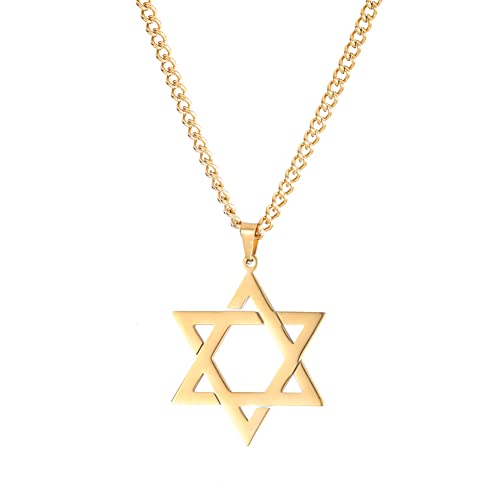 Star of David Necklace for Men Six Point Star Necklaces for Best Friends Birthday Gifts for Son Grandson Hexagonal Necklace for Christians