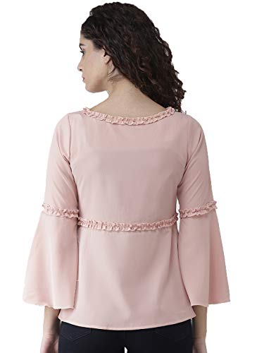 Image of Style Quotient Grey Polyester Solid Flared Sleeves Casual Tops