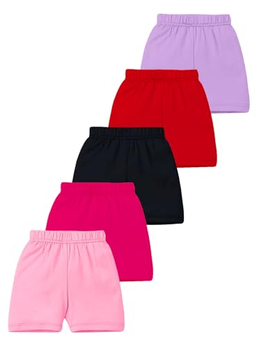 Image of Kuchipoo Disney Girls Regular Fit Cotton Shorts - Pack of 5