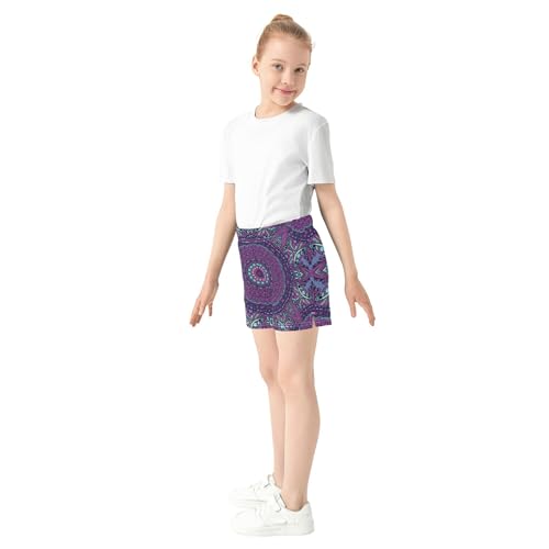 Girls Lounge Shorts Mandala Floral Purple Athletic Comfy Summer Casual Pajama Sleepwear Activewear, X-Small4