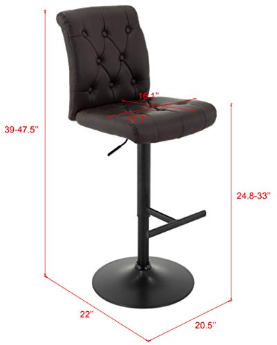 Butaco ajustable giratorio de 360° para barra y isla de cocina, color marrón oscuro, con reposapiés en forma de T y capacidad de 250 lb miniatura 2