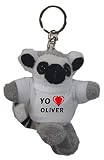 tamaño de bolsillo Shopzeus Lémur de Cola anillada (Lemur catta) de Peluche (Llavero) con Amo Oliver en la Camiseta (Nombre de Pila/Apellido/Apodo)