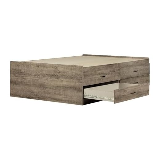 South Shore Step One Captain Bed with 4 Drawers-Full-Weathered Oak