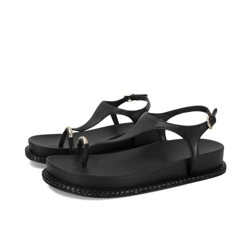 SOVANYOU Thong Sandals for Women Round Open Toe Ankle Strap Platform Sandals Fashion Toe Ring Comfortable Dressy Summer Flatform Shoes