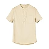 Lino Solido Corto Girocollo Colore Manica Tasca Top Casual Cotone Uomo Estate Uomo T-shirt Orologi Acquistare, cachi, L