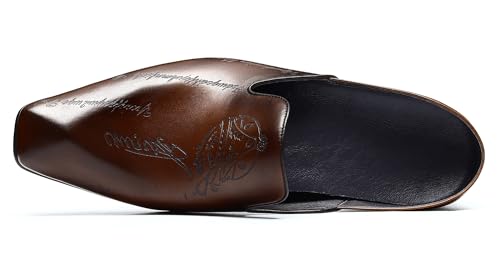 Santimon Mens Mules Sandals Formal Dress Loafers Leather Clogs Business Casual Open Back Slippers Outside Slip On Comfort Summer Shoes for Men3
