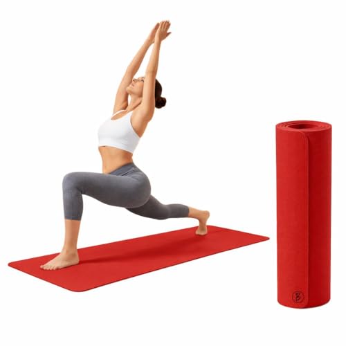 CRAE Premium EVA Yoga Mat for Women & Men | Anti-Slip Exercise & Gym Mat for Home Workouts | Lightweight & Durable | 8 mm (Red)
