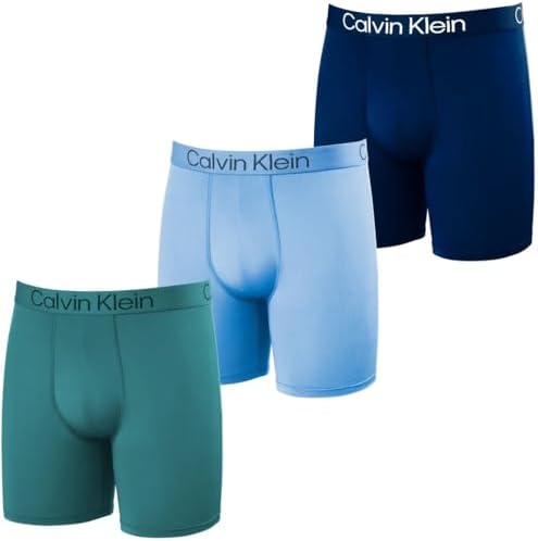 Calvin Klein Men's Boxer Brief Moisture Wicking, 3-pack (US, Alpha, Medium, Regular, Regular, Navy/Light Blue/Green)