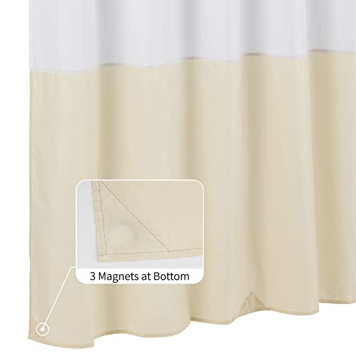 Image of ALYVIA SPRING Waterproof Fabric Shower Curtain Liner - Soft & Light-Weight Cloth Shower Liner, 3 Bottom Magnets, Hotel Quality & Machine Washable - Standard Size 72x72, White and Cream